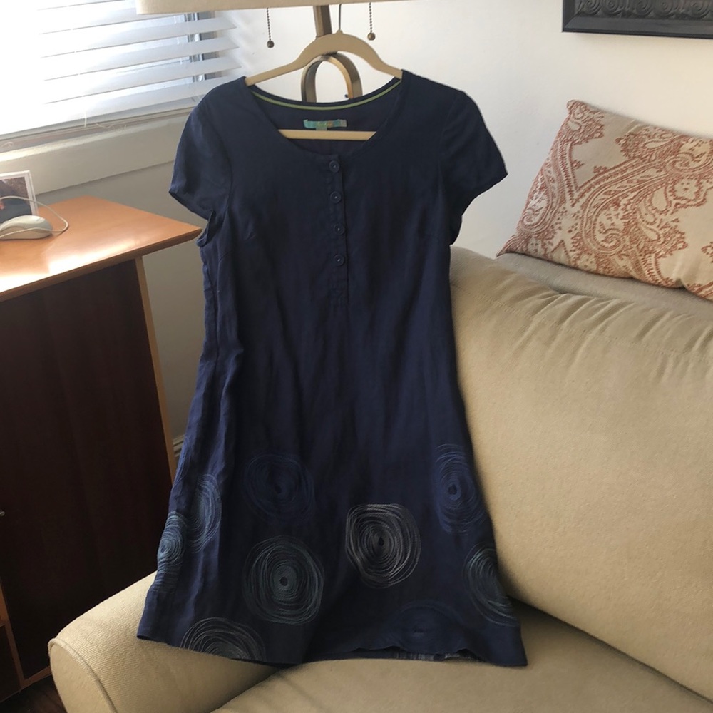 Navy blue linen dress